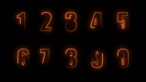 Effects Dynamic Glow Contours Numbers Black Background Neon Design Elements — Stock Video