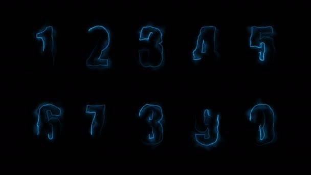 Effects Dynamic Glow Contours Numbers Black Background Neon Design Elements — Stock Video