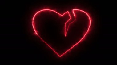 Dynamic glow effects of the contour of the broken hearton a black background. Neon design elements. Futuristic glowing background. Can be used to create a variety of presentations, news, online media, social media and vibrant backgrounds. Looped 