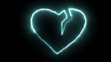Dynamic glow effects of the contour of the broken hearton a black background. Neon design elements. Futuristic glowing background. Can be used to create a variety of presentations, news, online media, social media and vibrant backgrounds. Looped 