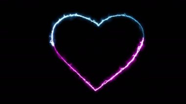 Dynamic glow effects of the contour of the heart on a black background. Neon design elements. Futuristic glowing background. Can be used to create a variety of presentations, news, online media, social media and vibrant backgrounds. Looped 