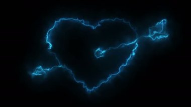 Effects of dynamic glow of the contour of a heart pierced by an arrow of cupid on a black background. Neon design elements. Can be used to create a variety of presentations, news, online media, social media and vibrant backgrounds. Looped 