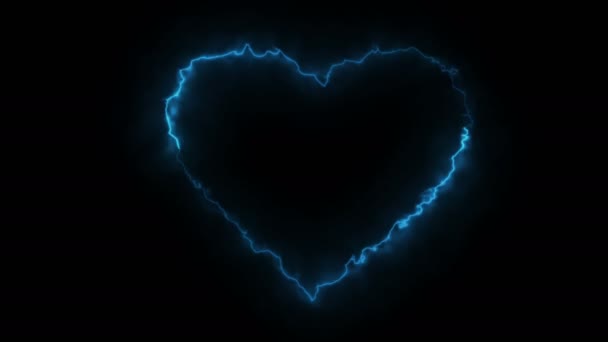 Dynamische Leuchtwirkung Der Herzkontur Auf Schwarzem Hintergrund Neon Design Elemente — Stockvideo