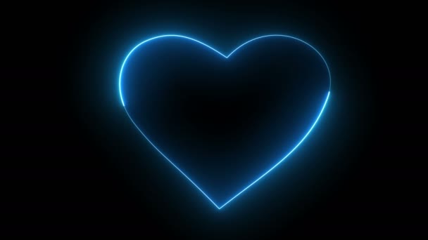 Dynamické Světelné Efekty Obrysu Srdce Černém Pozadí Neonové Konstrukční Prvky — Stock video