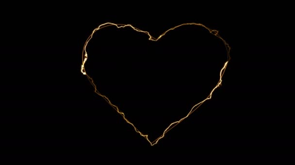 Dynamische Leuchtwirkung Der Herzkontur Auf Schwarzem Hintergrund Neon Design Elemente — Stockvideo