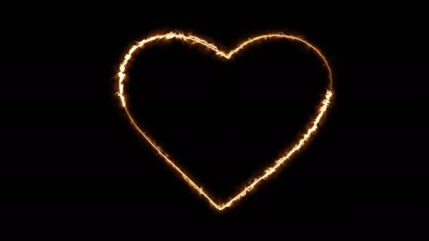 心脏轮廓在黑色背景上的动态发光效应 中子的设计元素 未来派发光背景 可用于创建各种演示 在线媒体 社交媒体和充满活力的背景 — 图库视频影像