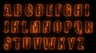 Dynamic glow effects of the contours of the uppercase letters of the English alphabet on a black background. Neon design elements. Can be used to create a variety of presentations, news, online media, social media and vibrant backgrounds. Looped 