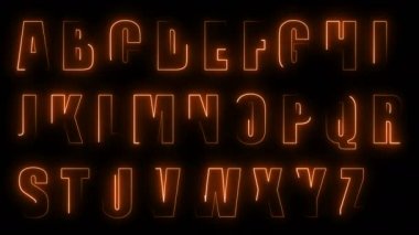 Dynamic glow effects of the contours of the uppercase letters of the English alphabet on a black background. Neon design elements. Can be used to create a variety of presentations, news, online media, social media and vibrant backgrounds. Looped 