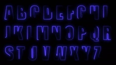 Dynamic glow effects of the contours of the uppercase letters of the English alphabet on a black background. Neon design elements. Can be used to create a variety of presentations, news, online media, social media and vibrant backgrounds. Looped 