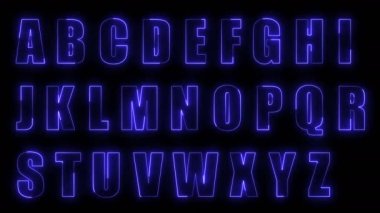Dynamic glow effects of the contours of the uppercase letters of the English alphabet on a black background. Neon design elements. Can be used to create a variety of presentations, news, online media, social media and vibrant backgrounds. Looped 
