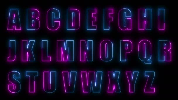 Dynamic Glow Effects Contours Uppercase Letters English Alphabet Black Background — Stok video