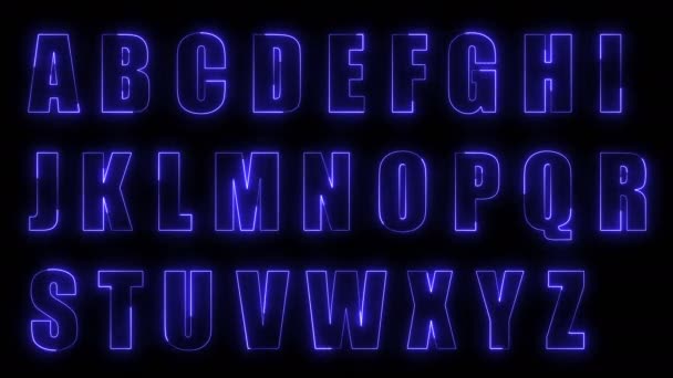 Dynamiczne Efekty Świetlne Konturów Dużych Liter Angielskiego Alfabetu Czarnym Tle — Wideo stockowe