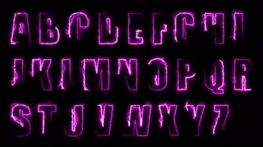 Dynamic glow effects of the contours of the uppercase letters of the English alphabet on a black background. Neon design elements. Can be used to create a variety of presentations, news, online media, social media and vibrant backgrounds. Looped 