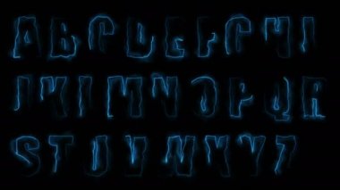 Dynamic glow effects of the contours of the uppercase letters of the English alphabet on a black background. Neon design elements. Can be used to create a variety of presentations, news, online media, social media and vibrant backgrounds. Looped 