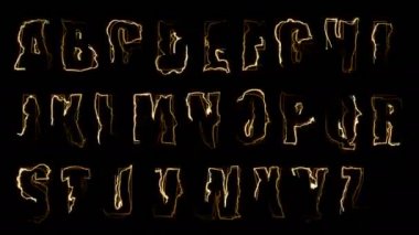 Dynamic glow effects of the contours of the uppercase letters of the English alphabet on a black background. Neon design elements. Can be used to create a variety of presentations, news, online media, social media and vibrant backgrounds. Looped 
