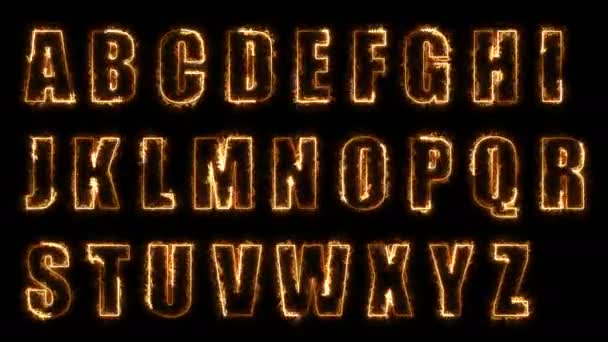 Dynamic Glow Effects Contours Uppercase Letters English Alphabet Black Background — Stock Video