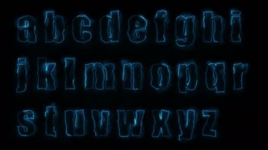 Dynamic glow effects of the contours of the lowercase letters of the English alphabet on a black background. Neon design elements. Can be used to create a variety of presentations, news, online media, social media and vibrant backgrounds. Looped 