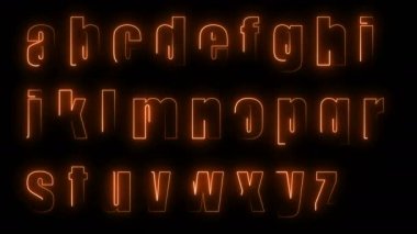 Dynamic glow effects of the contours of the lowercase letters of the English alphabet on a black background. Neon design elements. Can be used to create a variety of presentations, news, online media, social media and vibrant backgrounds. Looped 