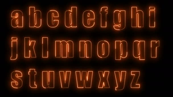 Dynamische Leuchteffekte Der Umrisse Der Kleinbuchstaben Des Englischen Alphabets Auf — Stockvideo