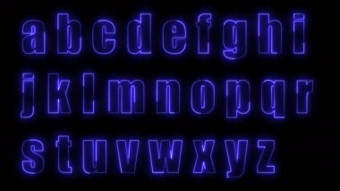 Dynamic glow effects of the contours of the lowercase letters of the English alphabet on a black background. Neon design elements. Can be used to create a variety of presentations, news, online media, social media and vibrant backgrounds. Looped 