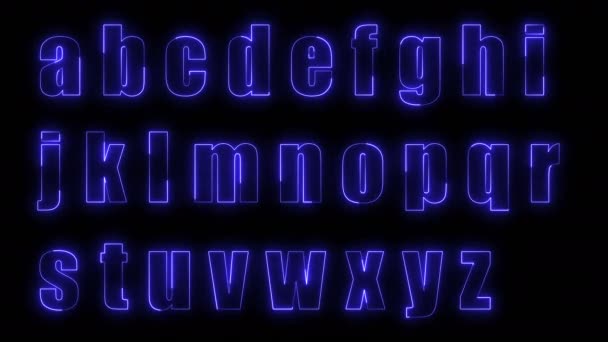 Dynamiska Ljuseffekter Konturerna Små Bokstäverna Det Engelska Alfabetet Svart Bakgrund — Stockvideo