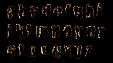 Dynamic glow effects of the contours of the lowercase letters of the English alphabet on a black background. Neon design elements. Can be used to create a variety of presentations, news, online media, social media and vibrant backgrounds. Looped 
