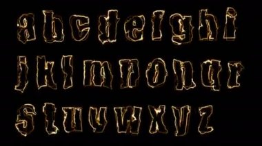 Dynamic glow effects of the contours of the lowercase letters of the English alphabet on a black background. Neon design elements. Can be used to create a variety of presentations, news, online media, social media and vibrant backgrounds. Looped 