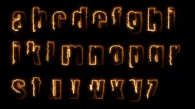 Dynamic glow effects of the contours of the lowercase letters of the English alphabet on a black background. Neon design elements. Can be used to create a variety of presentations, news, online media, social media and vibrant backgrounds. Looped 