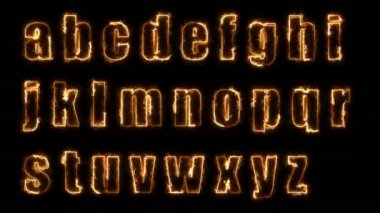 Dynamic glow effects of the contours of the lowercase letters of the English alphabet on a black background. Neon design elements. Can be used to create a variety of presentations, news, online media, social media and vibrant backgrounds. Looped 