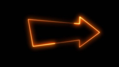 Bir okun siyah arka plandaki 3 boyutlu yansıma efektleri. Neon tasarım elementleri. Çeşitli sunumlar, haberler, çevrimiçi medya, sosyal medya ve canlı arka planlar yaratmak için kullanılabilir