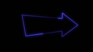 Bir okun siyah arka plandaki 3 boyutlu yansıma efektleri. Neon tasarım elementleri. Çeşitli sunumlar, haberler, çevrimiçi medya, sosyal medya ve canlı arka planlar yaratmak için kullanılabilir