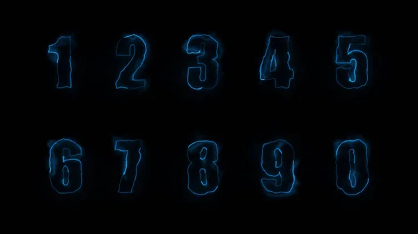 Rendering Glow Contours Numbers Black Background Neon Design Elements Can — Stock Photo, Image