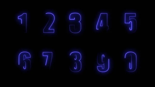 Rendering Leuchten Von Zahlenkonturen Auf Schwarzem Hintergrund Neon Design Elemente — Stockfoto