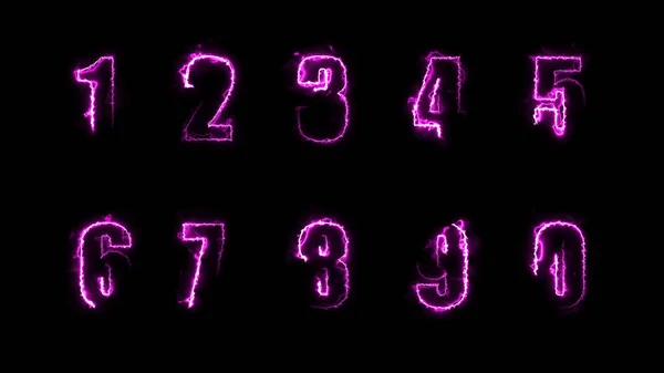 Rendering Glow Contours Numbers Black Background Neon Design Elements Can — Stock Photo, Image