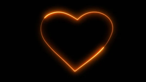 Siyah Arka Planda Kalbin Dış Hatlarının Boyutlu Yansıması Neon Tasarım — Stok fotoğraf
