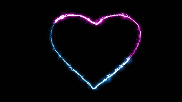 Rendering Glow Effects Contour Heart Black Background Neon Design Elements — Stock Photo, Image