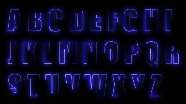 Визуализация Свечения Контуров Прописных Букв Английского Алфавита Черном Фоне Неоновые — стоковое фото