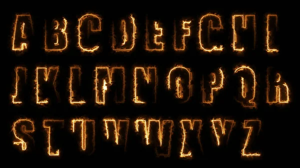 Rendering Leuchteffekte Der Umrisse Der Großbuchstaben Des Englischen Alphabets Auf — Stockfoto
