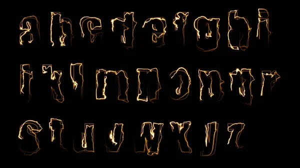 Rendering Glow Effects Contours Lowercase Letters English Alphabet Black Background — Stock Photo, Image