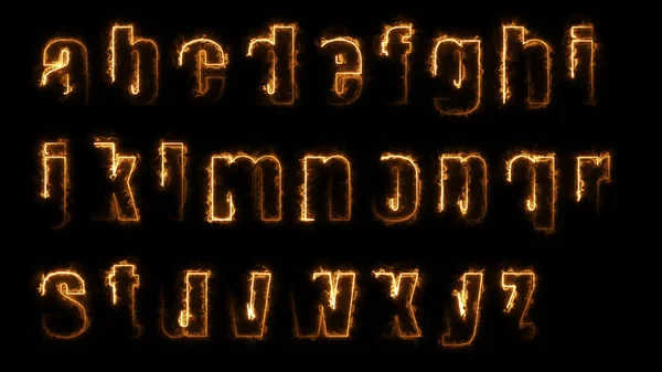 Rendering Glow Effects Contours Lowercase Letters English Alphabet Black Background — Stock Photo, Image