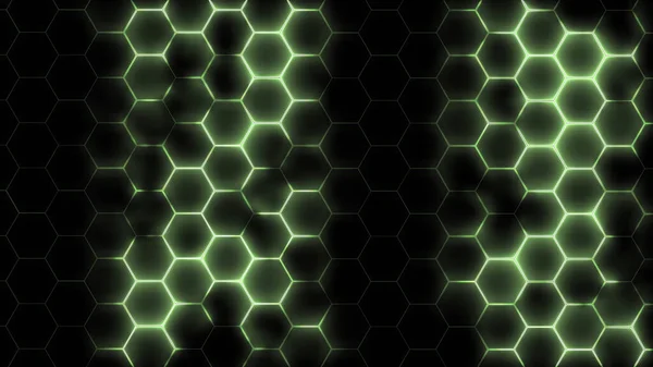 Weergave Van Abstracte Futuristische Hexagonale Mazen Met Lichteffecten Kan Gebruikt — Stockfoto