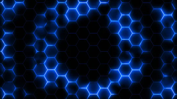 Weergave Van Abstracte Futuristische Hexagonale Mazen Met Lichteffecten Kan Gebruikt — Stockfoto