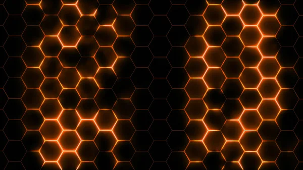 Weergave Van Abstracte Futuristische Hexagonale Mazen Met Lichteffecten Kan Gebruikt — Stockfoto