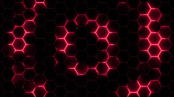 Weergave Van Abstracte Futuristische Hexagonale Mazen Met Lichteffecten Kan Gebruikt — Stockfoto