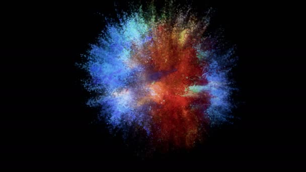 Animation Explosion Colored Particles Black Background Slow Motion Bright Background — Stock videók