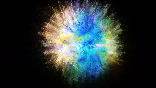 Animation Explosion Colored Particles Black Background Slow Motion Bright Background — Video Stock