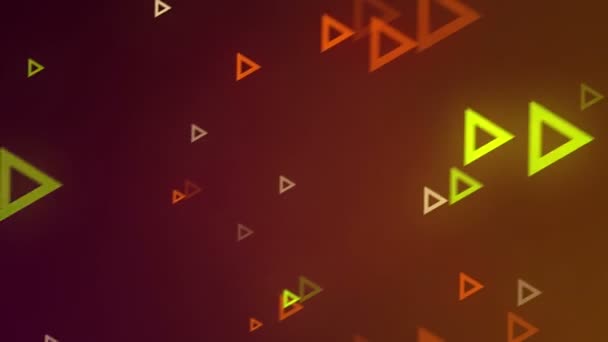 Leuchtende Mehrfarbige Dreiecke Bewegen Sich Mit Unterschiedlicher Geschwindigkeit Und Unterschiedlicher — Stockvideo