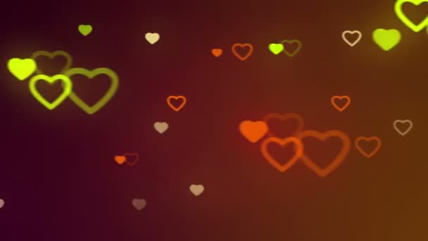 Glowing Multi Colored Hearts Move Different Speeds Different Distances Each — ストック動画