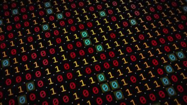 İkili kod teknolojisine dayalı bir arka plan. Dijital verileri hackleme ve virüslerden korumak. Kripto para birimiyle mali işlemler, bulut içinde bilgi depolama. Yüksek seviye şifreleme