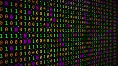 İkili kod teknolojisine dayalı bir arka plan. Dijital verileri hackleme ve virüslerden korumak. Kripto para birimiyle mali işlemler, bulut içinde bilgi depolama. Döngülü